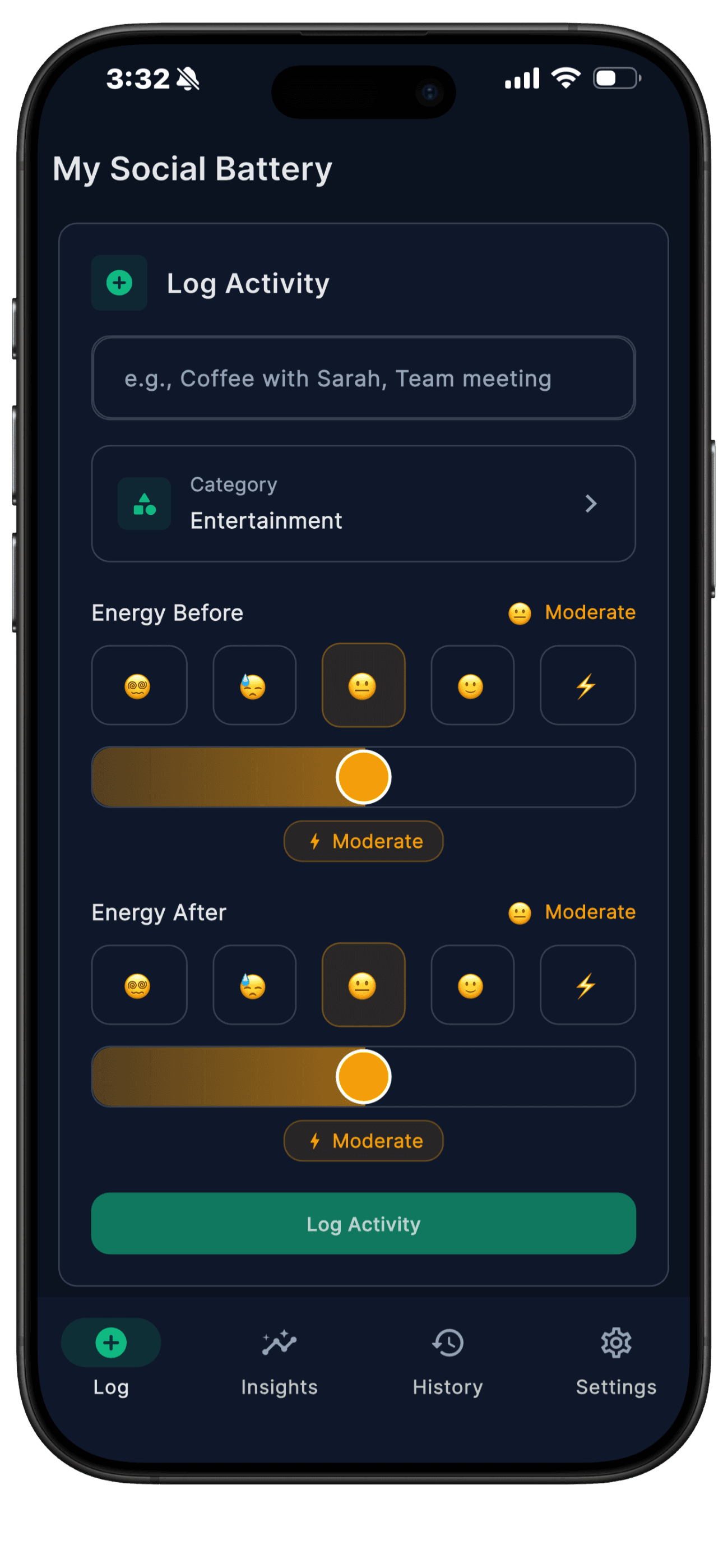 My Social Battery – activity logging